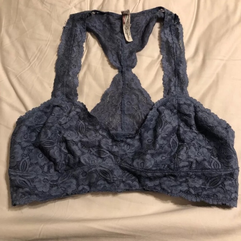 Free people EUC blue galloon razorback bralette